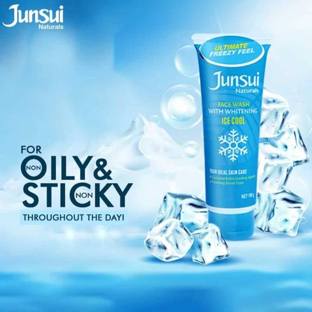 Junsui Ice Cool Face Wash for oily skin with whitening and cooling formula