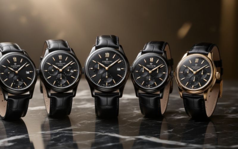 Waterproof black watches for men for daily wear