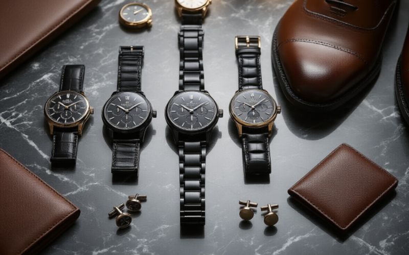 Modern black watches for men with stylish and contemporary design